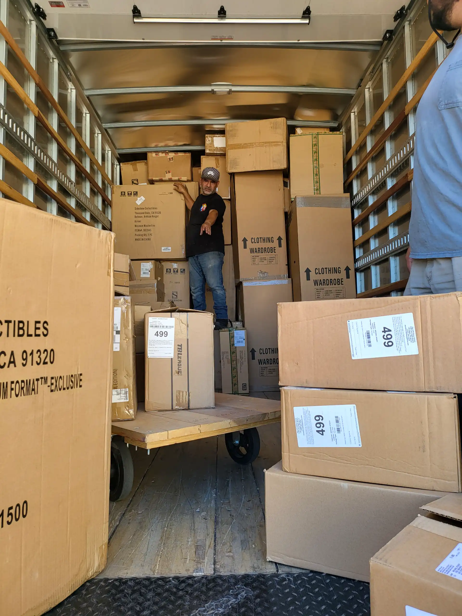 Delivery truck fully loaded with packed boxes
